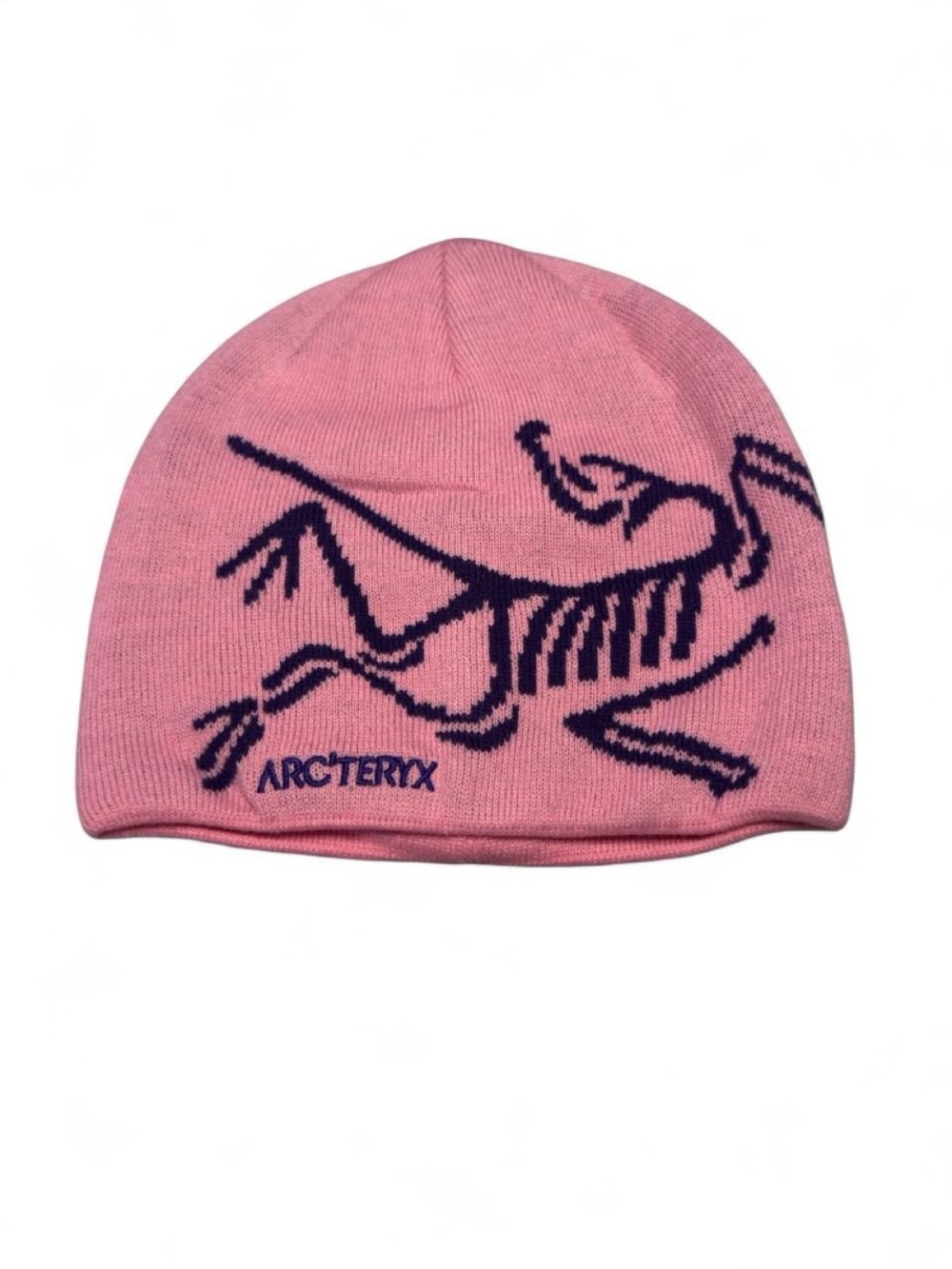 pink and purple arcteryx bird head toque beanie